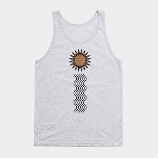 Golden sun and water minimal black line art on cream parchment Tank Top